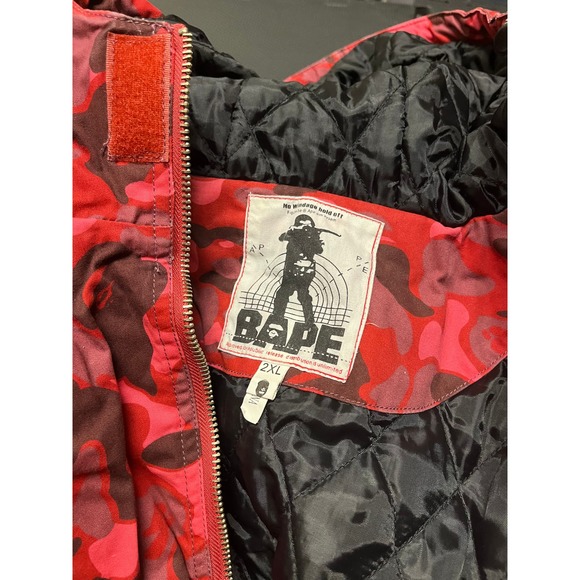 Vintage 2000s BOOT A Bathing Ape Bape Snowboarding Jacket Army Camo 2XL VTG Red - Picture 9 of 10